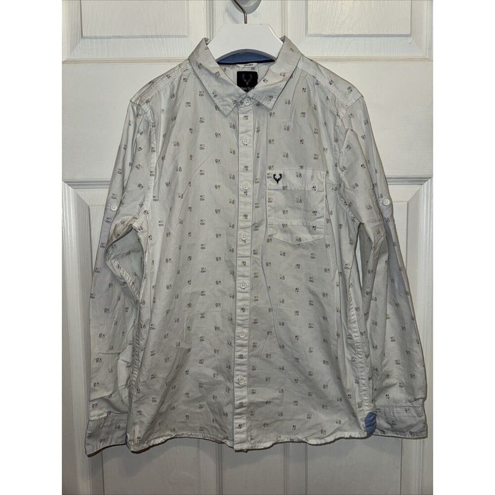 Allen Solly Junior Boys Button Up Collared Shirt White Print Size 11-12Y